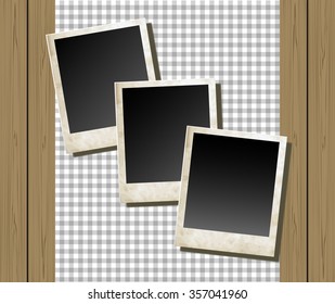 checkered picnic tablecloth with photo card