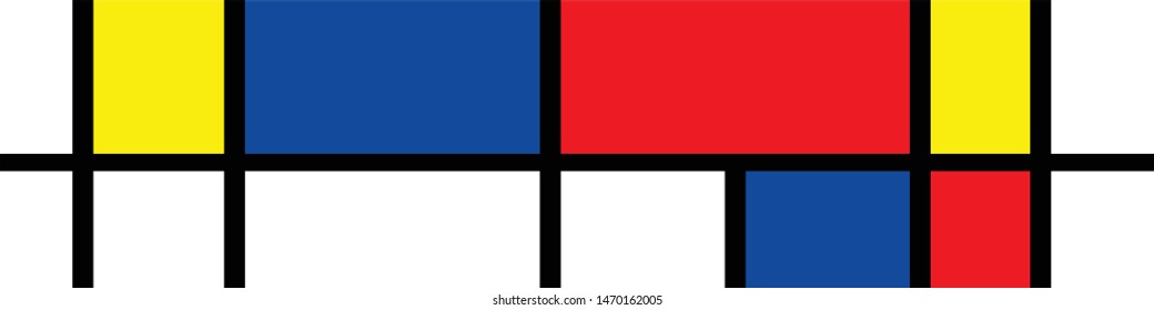 Checkered Piet Mondrian style emulation. The Netherlands art history and Holland painter. Dutch mosaic or checker line pattern banner or card. Geometric seamless elements Retro pop art pattern