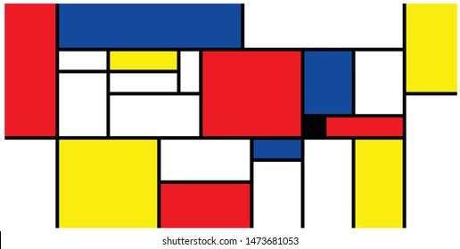 Checkered Piet Mondrian style emulation. The Netherlands art history and Holland painter. Dutch mosaic or checker line pattern banner or card. Geometric seamless elements Retro pop art pattern
