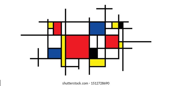 Checkered Piet Mondrian style emulation. The Netherlands art history and Holland painter. Dutch mosaic or checker line pattern banner or card.