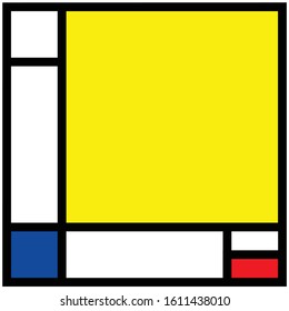 Checkered Piet Mondrian style emulation. The Netherlands art history and Holland painter. Dutch mosaic or checker line pattern banner or card. Geometric seamless elements Retro pop art pattern