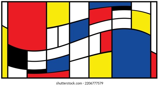 Checkered Piet Mondrian style emulation. The Netherlands art history and Holland painter. Dutch mosaic or checker line pattern. Retro pop art pattern