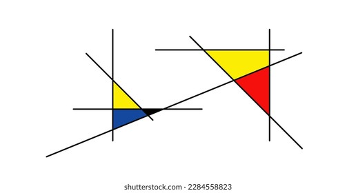 Emulación de estilo Piet Mondrian. Historia del arte holandés y pintor holandés. Banner o tarjeta de patrón de línea de mosaico o corrector holandés.