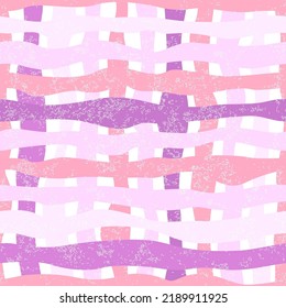 Checkered pink vector seamless pattern. Modern cell collage seamless pattern. Colorful stripes and lattice for fabric design.