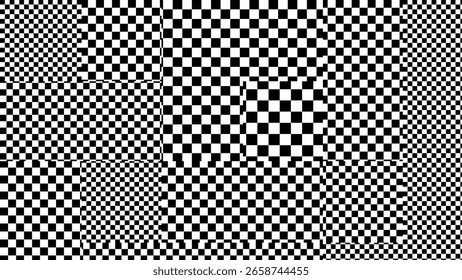 Checkered Pixels Glitch Effect Abstract Background. Glitched Stripes and Random Pixels Television Screen. Y2K Overlay Texture. NO SIGNAL TV Frame Vector.