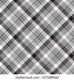 Checkered plaid black white seamless pattern. Vector illustration.