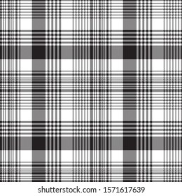Checkered plaid black white seamless pattern. Vector illustration.