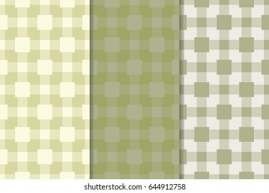 Checkered plaid fabric background. Olive green seamless pattern