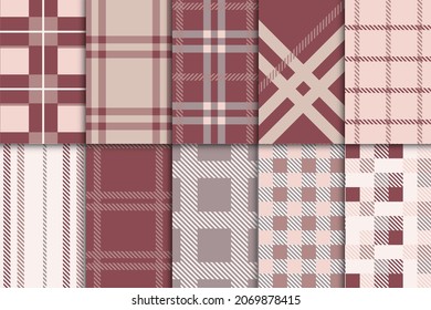 Checkered plaid and geometric abstract seamless pattern collection