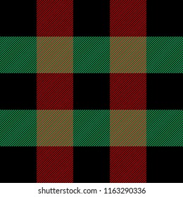 Checkered plaid. Scottish pattern in red and green cage. Scottish cage. Scottish checkered background. Seamless fabric texture. Vector illustration