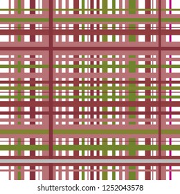 Checkered plaid vector background. Pink and green tartan, plaid seamless pattern, checked towel, geometrical abstract plaids, fashion tartan, vector plaid pattern fabric, plaid picnic background. 