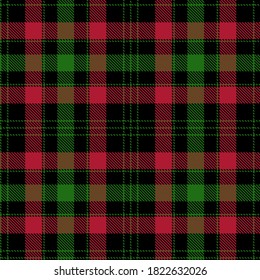 Checkered plaid vector illustration. Tartan Cloth Pattern. Seamless background of Scottish style. Great for Christmas designs. For wallpapers, textiles, decorations, wrappings. Red, Green, and Black.