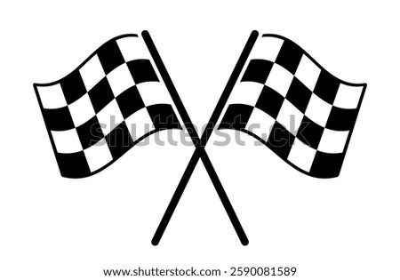 Checkered race flag cross icon. Racing flag, finish crossed, start, car racing, sport, automotive - stock vector.