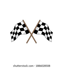 Checkered race flag flat vector illustration. Speed racing competition flag cartoon sticker. Motocross, carting championship symbol. Start, finish sign. Rally, grand prix isolated design element