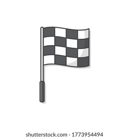 Ilustración del icono del vector de la bandera de la raza bajo control. Marca De Inicio Y Fin. Icono de marca de carreras