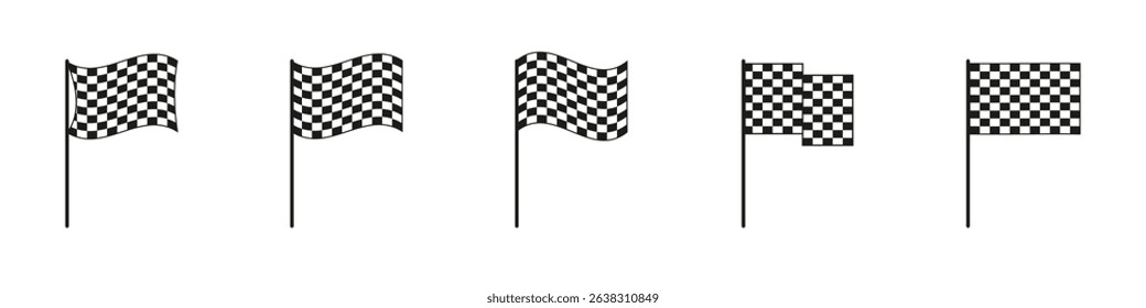 Checkered Race Flag Vector Set – Finish Line and Motorsport Icons