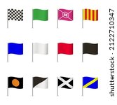 Checkered, racing crossed flag set. Collection of sports flags. Vector illustration.