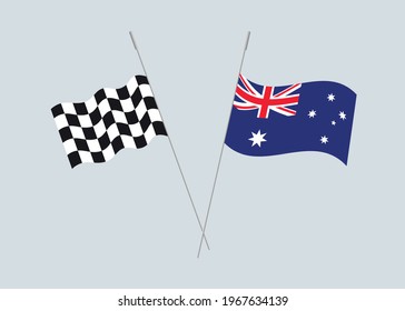Checkered Racing Flag and Flag of Australia
