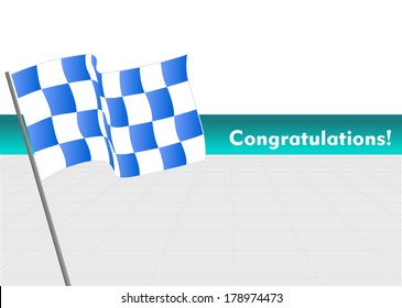 Checkered racing flag with congratulations in vector