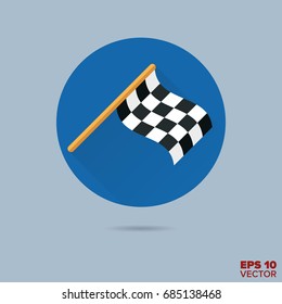checkered racing flag flat design vector icon