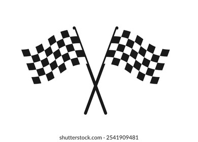 Checkered racing flag icon representing speed, competition, and success, isolated on white, ideal for sports events, finish and start line illustrations, symbolizing racing victory, winner, and sports