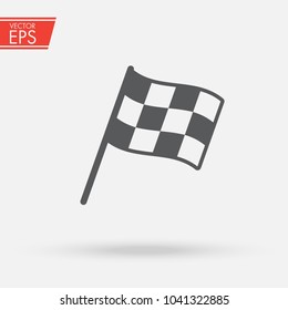 Checkered racing flag icon. Starting flag auto and moto racing. Sport car competition victory sign. Finishing winner rally illustration. Chequered racing flag on flagstaff. Black and white flag.