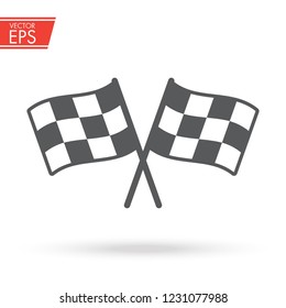 Checkered Racing Flag Icon. Starting Flag Auto And Moto Racing. Sport Car Competition Victory Sign. Finishing Winner Rally Illustration. Chequered Racing Flag On Flagstaff. Black And White Flag.