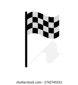 Checkered racing flag icon. Starting flag auto and moto racing. Sport car competition victory sign. Finishing winner rally illustration. Vector illustration isolated on white background. EPS 10