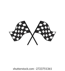 Ícone de bandeira de corrida xadrez simbolizando linha de chegada, vitória e competição de automobilismo em estilo vetor plano.