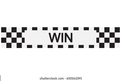 Checkered Racing flag isolated on white. Checkered tape with text.