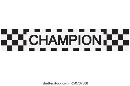 Checkered Racing flag isolated on white. Checkered tape with text.
