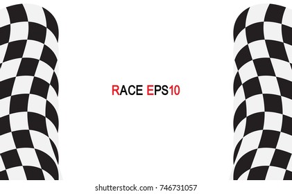 Checkered Racing flag isolated on white.