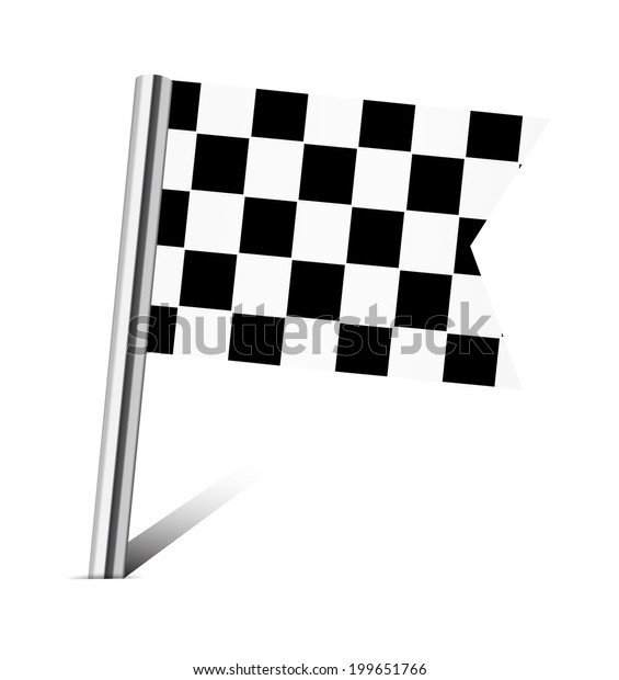 Checkered Racing flag pin on\
white