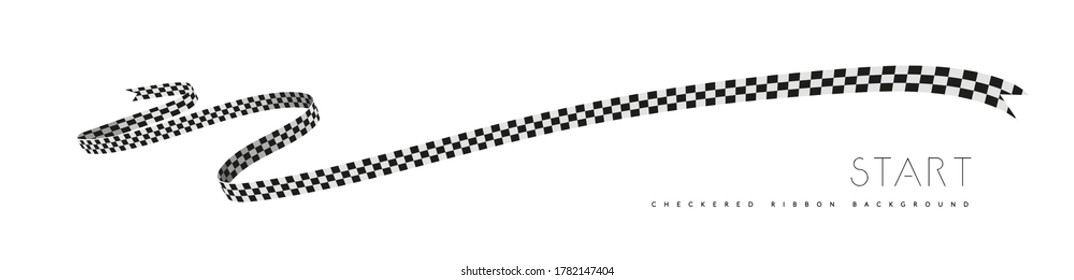 Checkered racing flag, ribbon. Vector illustration on white