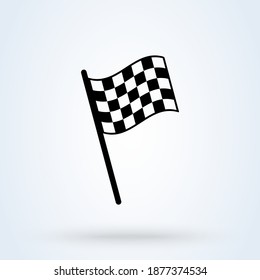 Checkered racing flag sign icon or logo. chequered flag concept illustration.