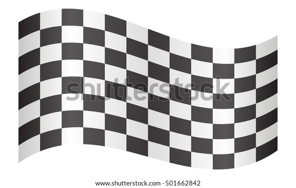 Checkered racing flag. Symbolic design of\
end of car race. Black and white background. Checkered flag waving\
on white background, vector\
illustration