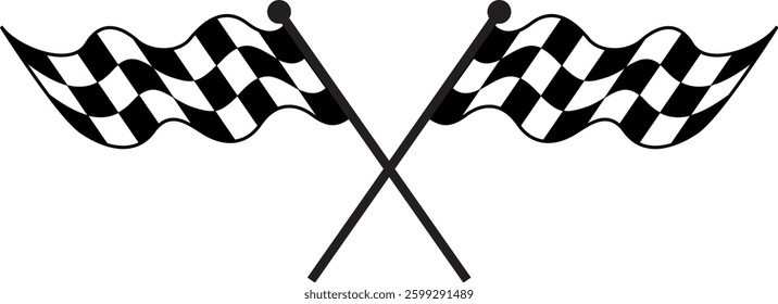 Checkered racing flag vector illustration. Classic black and white checkered pattern. Finish line icon for motorsport, racing, and speed designs.