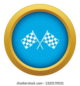 Checkered racing flags icon blue vector isolated on white background for any design