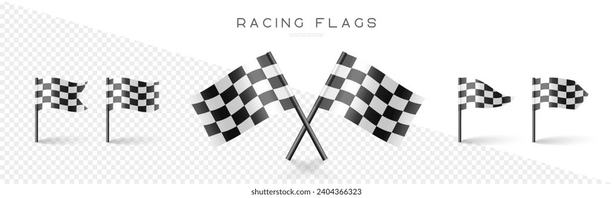 Banderas de carreras a cuadros. Bandera de acabado realista para carreras de autos, competencias deportivas. Ilustración del vector