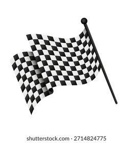 Checkered racing flags. Realistic finish flag set for car race, sports competitions. Vector illustration