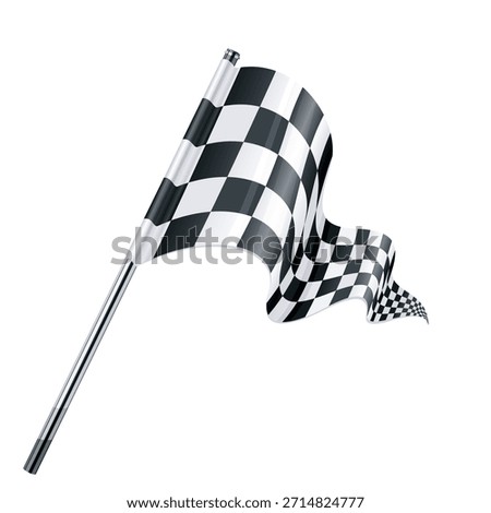 Checkered racing flags. Realistic finish flag set for car race, sports competitions. Vector illustration