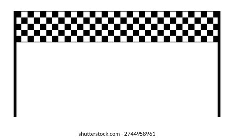Checkered racing start and finish line banner frame, motorsport event header arch isolated for race track branding and competition graphics