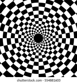 Checkered radial circle pattern background vector illustration.