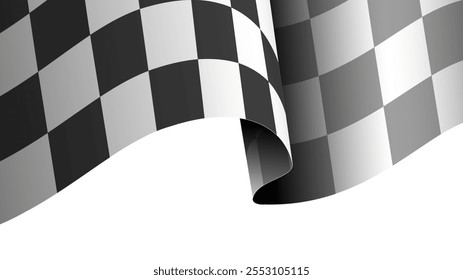 Checkered realistic flag. Crossed finish or starting line. Racing championship. Rally and karting. Motocross and auto competition and tournament. 3D vector illustration isolated on white background