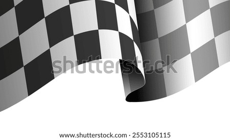 Checkered realistic flag. Crossed finish or starting line. Racing championship. Rally and karting. Motocross and auto competition and tournament. 3D vector illustration isolated on white background