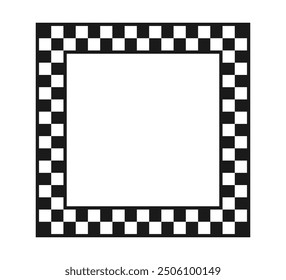 Checkered rectangle frame. Square race checker flag pattern. Checkerboard geometric pattern. Black and white rally chess square pattern. Finish race frame. Vector illustration on white background.