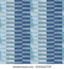 Checkered rectangle geometric seamless pattern design with soft blue and beige colors vector on blue background.
