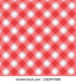 Checkered red and white check pattern background,vector illustration,Gingham