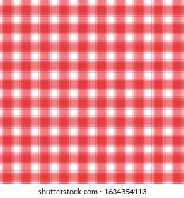 Checkered red and white check pattern background,vector illustration,Gingham