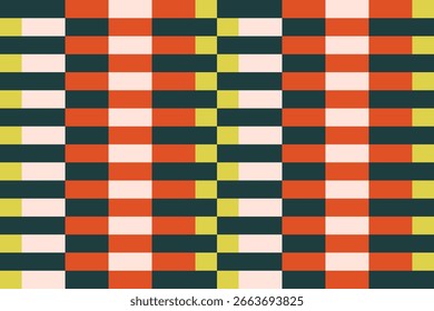 Checkered retro block pattern. Seamless geometric vector in bright bold colors